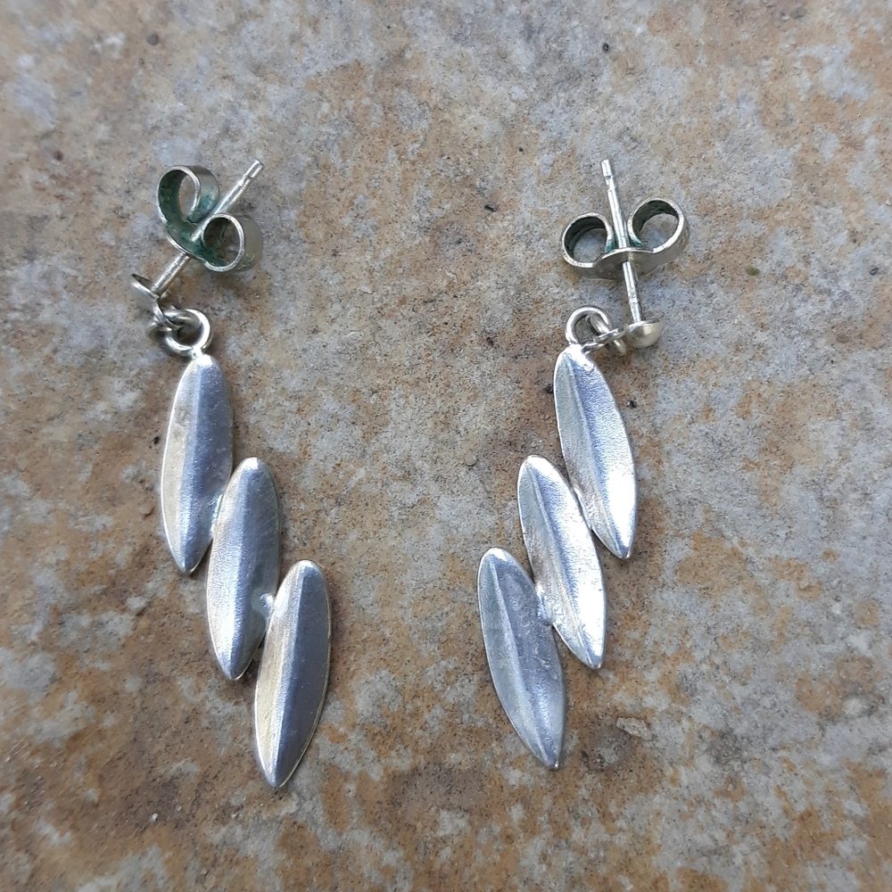 Vintage Sterling Silver Geometric Dangle Earrings